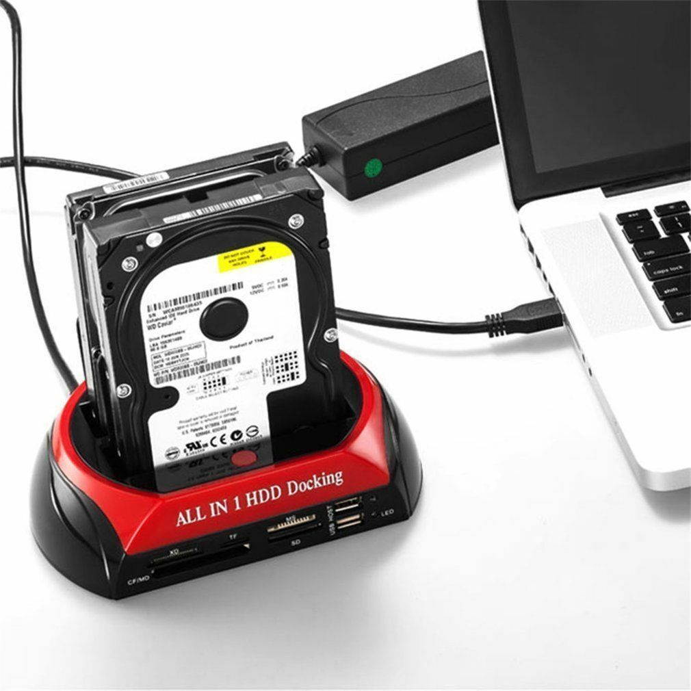 USB 2.0 HDD Docking Station IDE SATA Dual USB Clone Hard Drive Card Reader