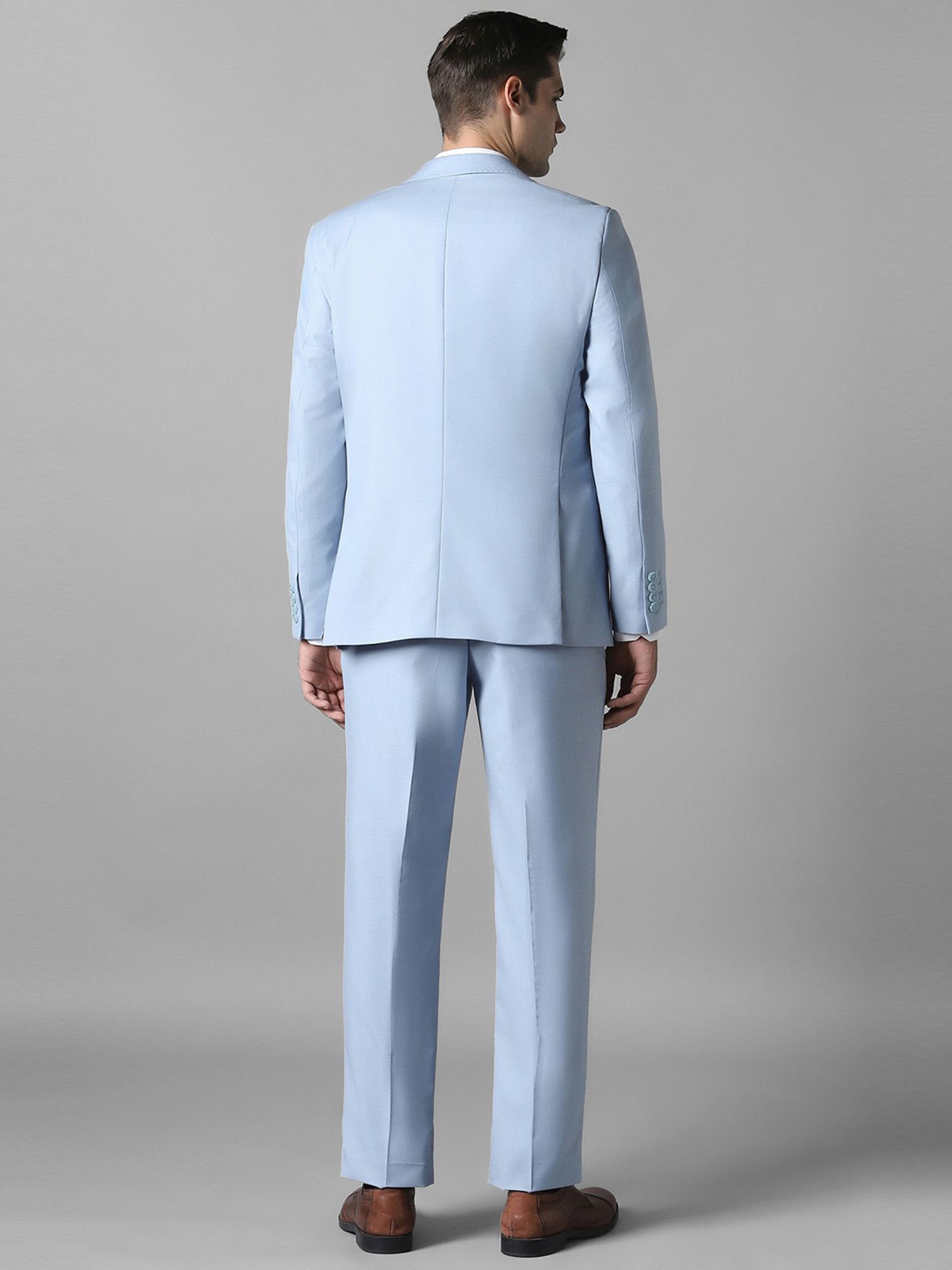 Louis Philippe Blue Slim Fit Texture Three Piece Suit