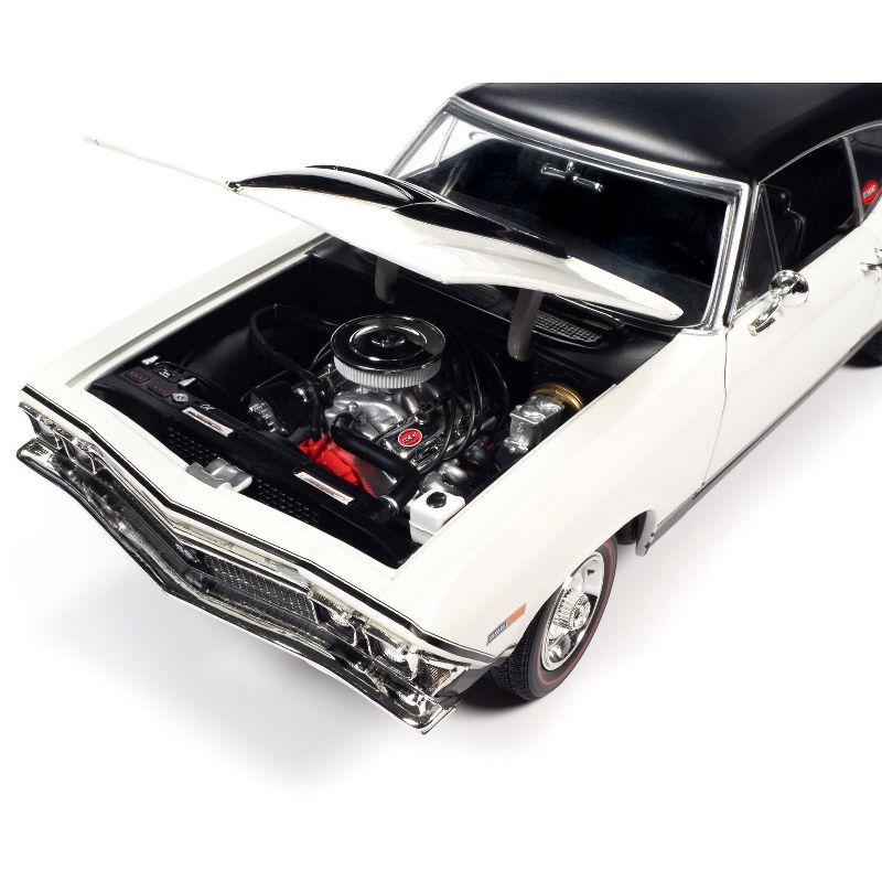 1968 Chevrolet Nickey Chevelle SS Hardtop Ermine White with Black Top 1/18 Diecast Model Car by Autoworld