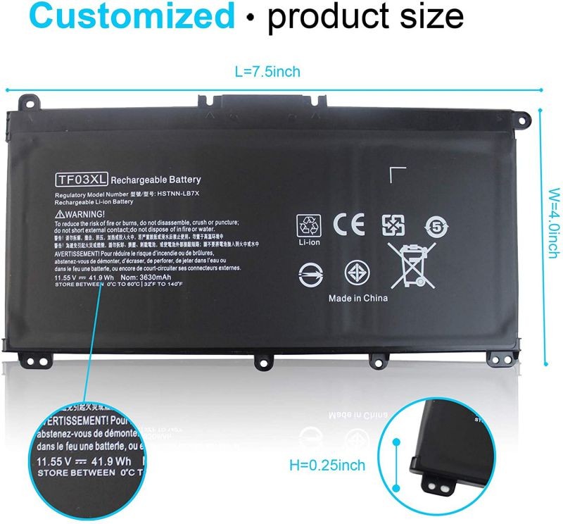 LXHY TF03XL 11.55V 41.9WH Laptop Battery Compatible with HP Pavilion 15-CC 15-CD 15-cc154cl 15-cc060wm 15-cc152od 15-cc055od 17-AR050WM 4 Cells Replacement HSTNN-IB7Y 920046-121 920046-421 HSTNN-LB7X