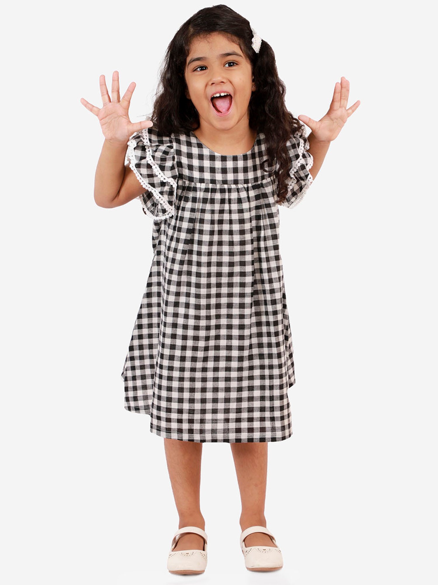 Lil Drama Kids Black & White Checks Dress
