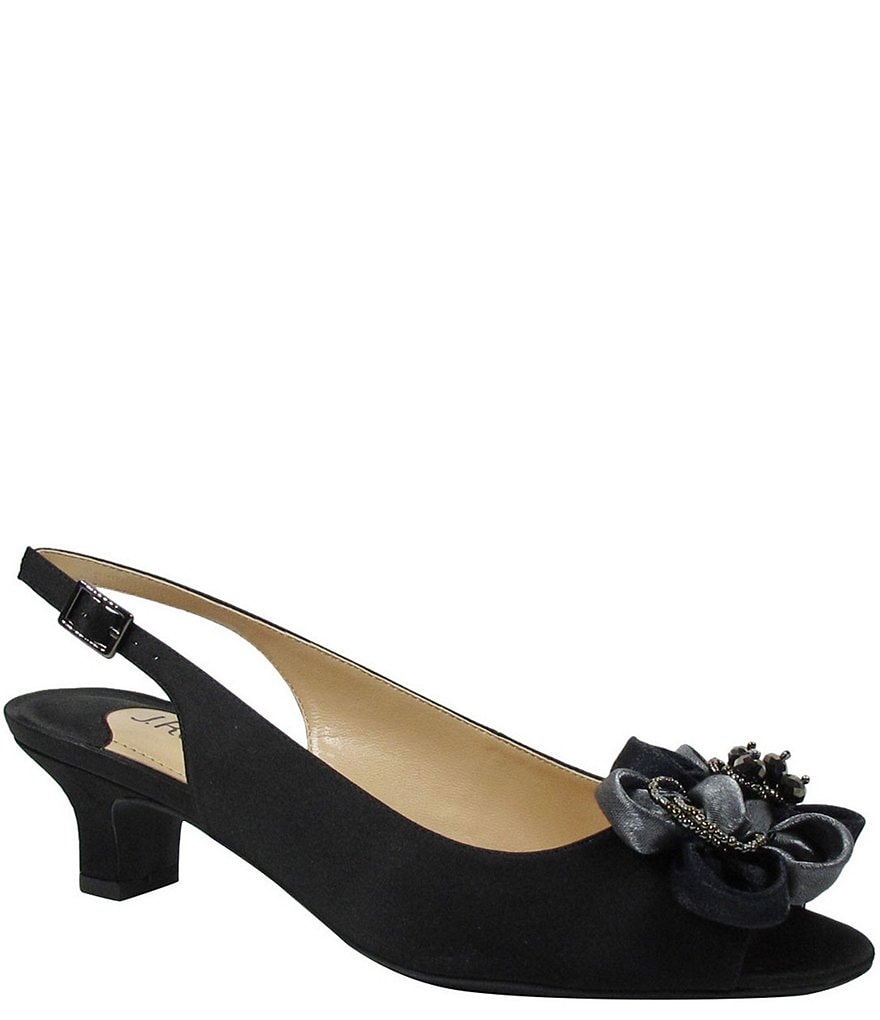 J. Renee Leonelle Embellished Bow Slingback Peep Toe Pumps