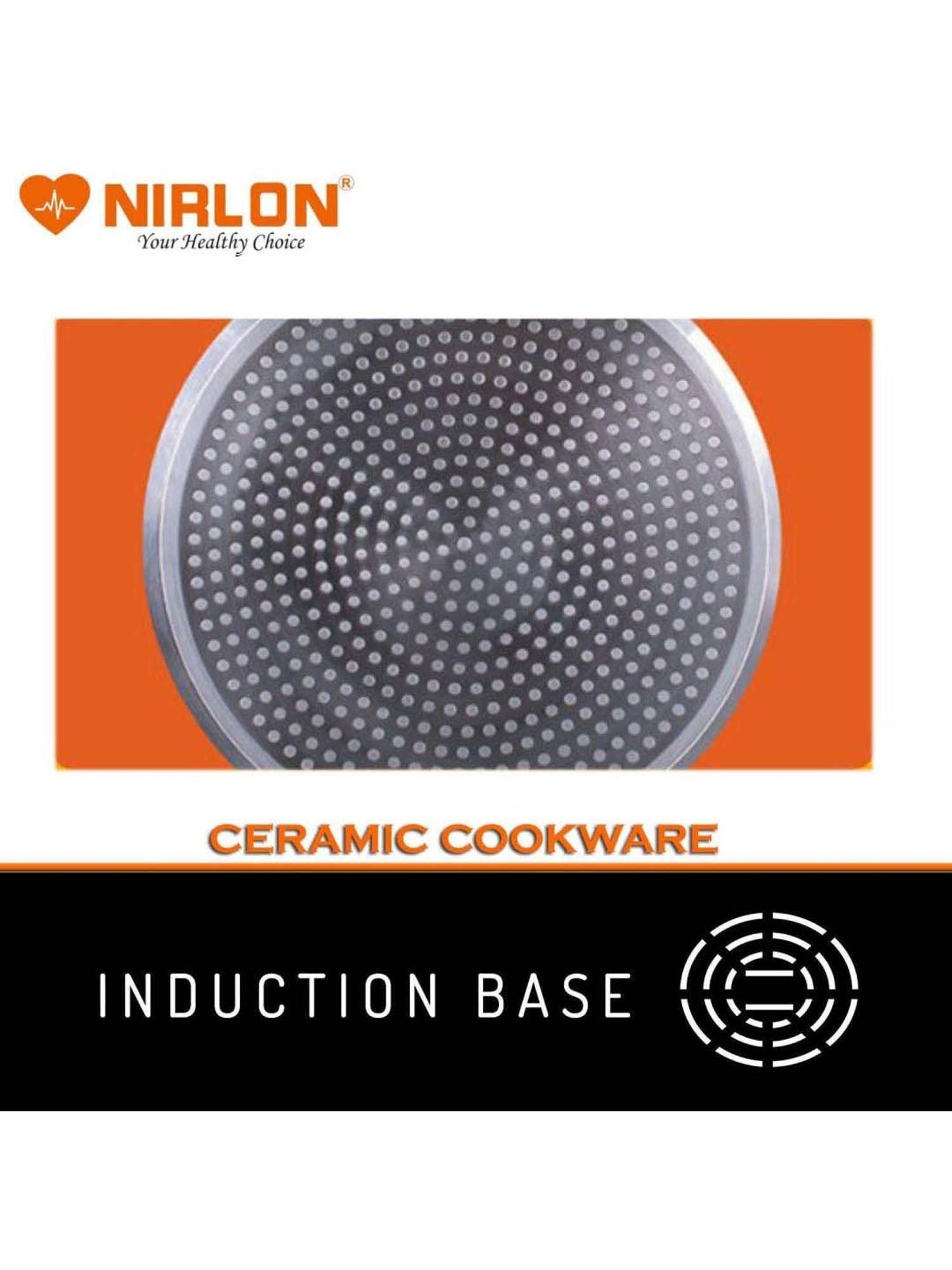 Nirlon Orange Aluminium 18 cm Induction & Gas Non-Stick Saucepan With Glass Lid (2.2 L)