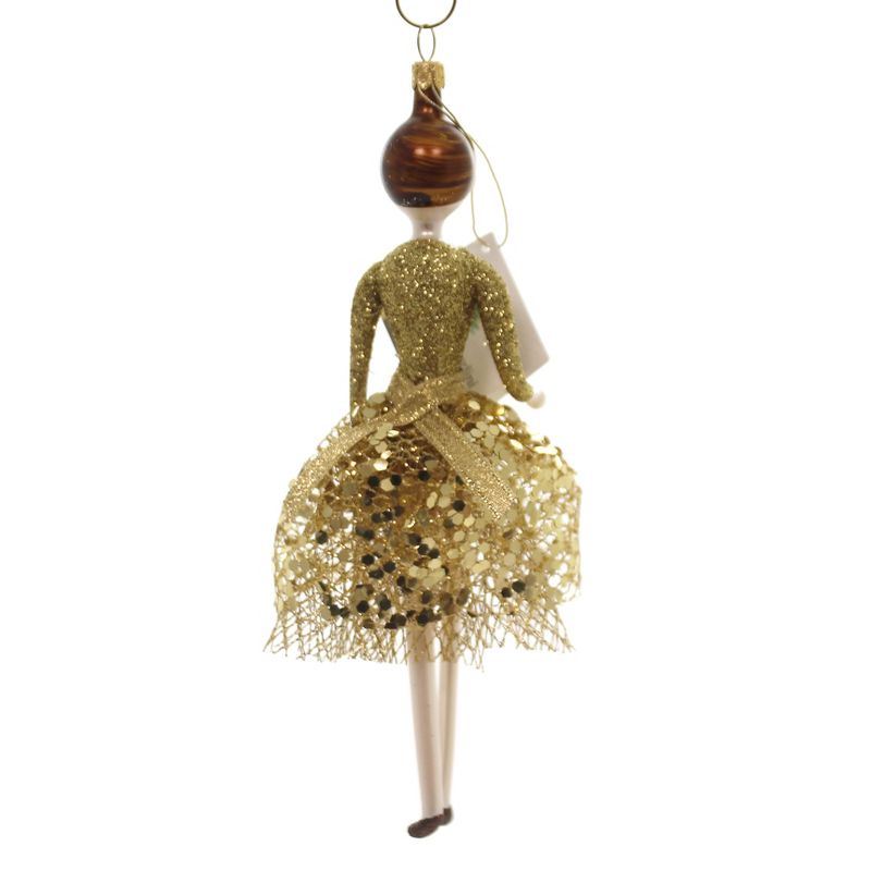 Italian Ornaments 7.0" Lady With Gold Skirt Italian  -  Tree Ornaments