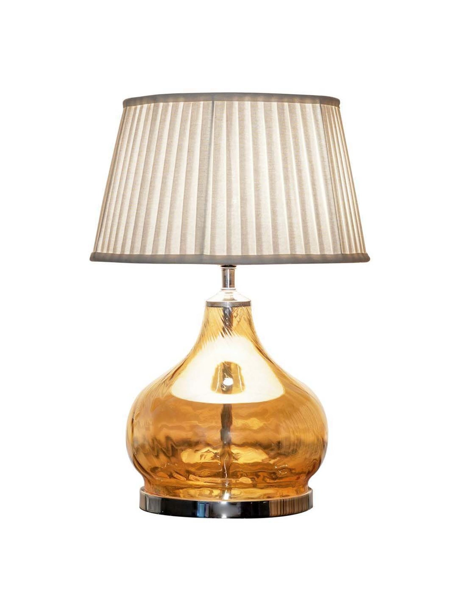 Kapoor Lamp Shades Amber & Nickel Glass Ingram Table Lamp With Cotton Shade