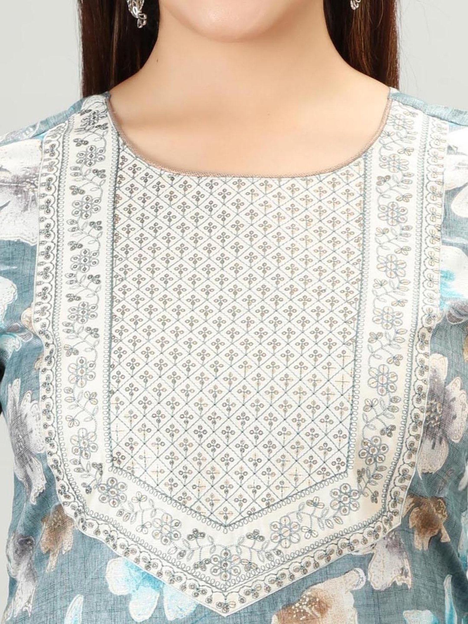 Cotton Culture Green Embroidered Straight Kurta