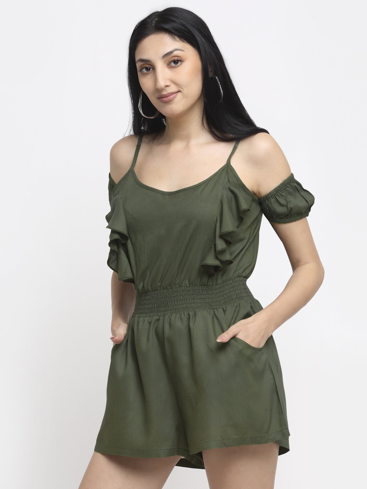 NEUDIS Olive Green Sleeveless Jumpsuit