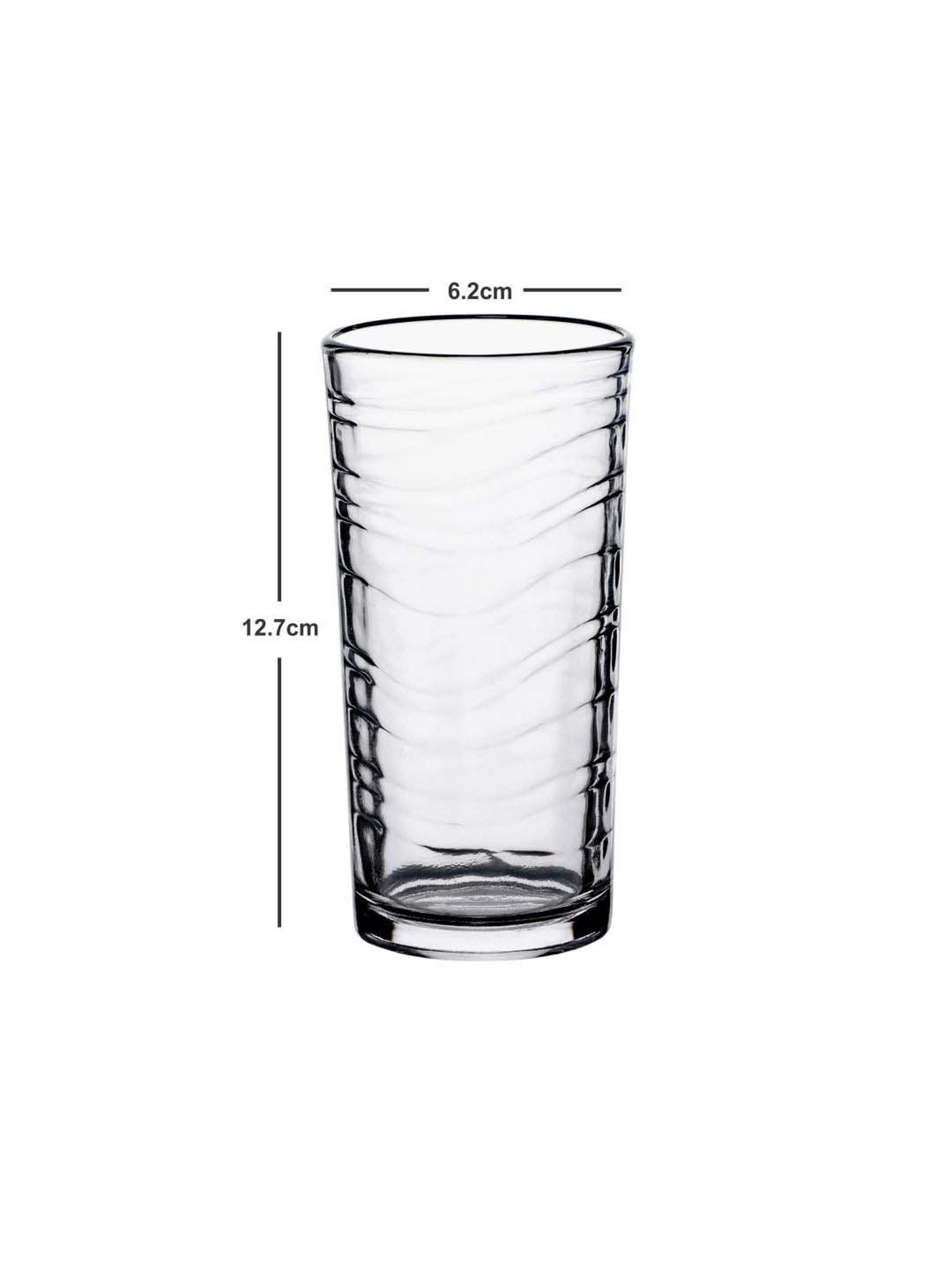 ROXX Tuscany Wave Transparent Glass Tumbler (0.25 L) - Set of 6