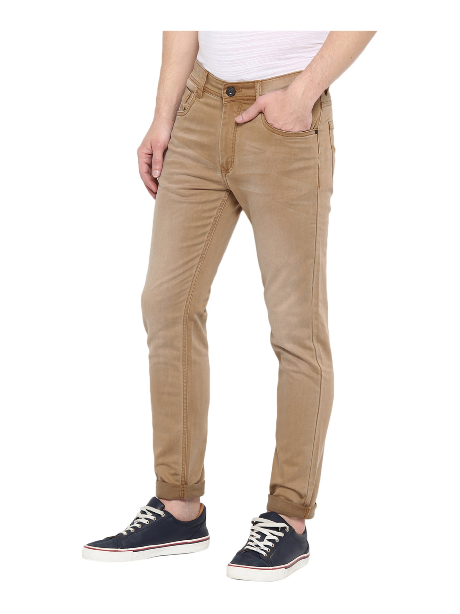 Red Chief Brown Slim Fit Lightly Washed Jeans