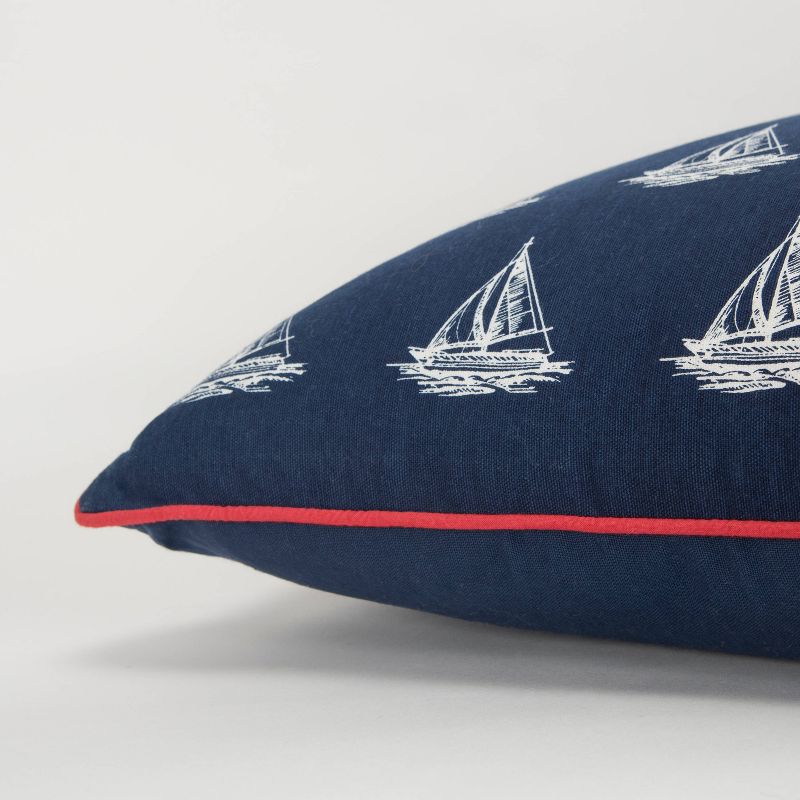 Sail Boats Poly Filled Pillow Navy - Rizzy Home