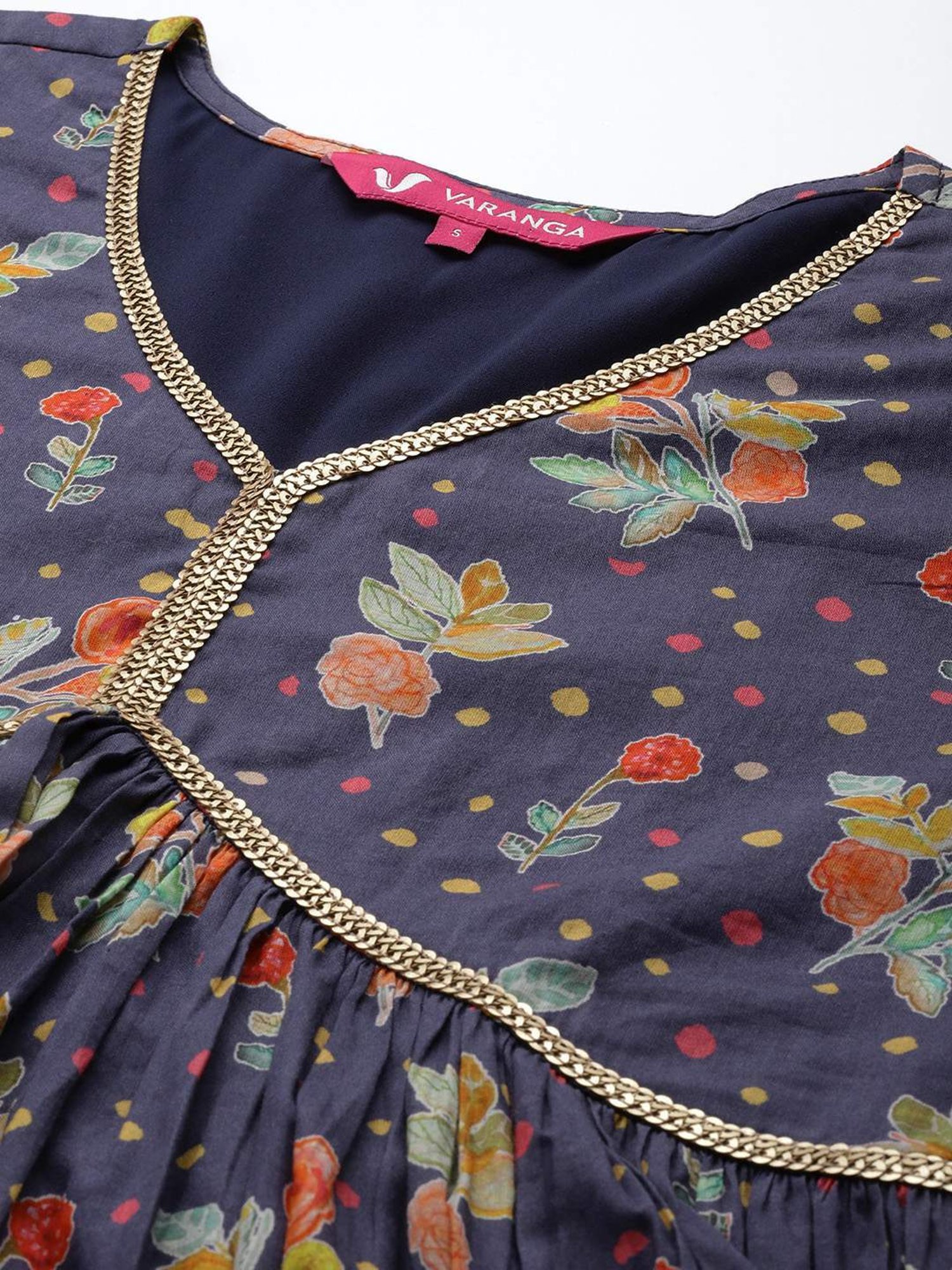 Varanga Blue Cotton Printed Kurta Pant Set With Dupatta