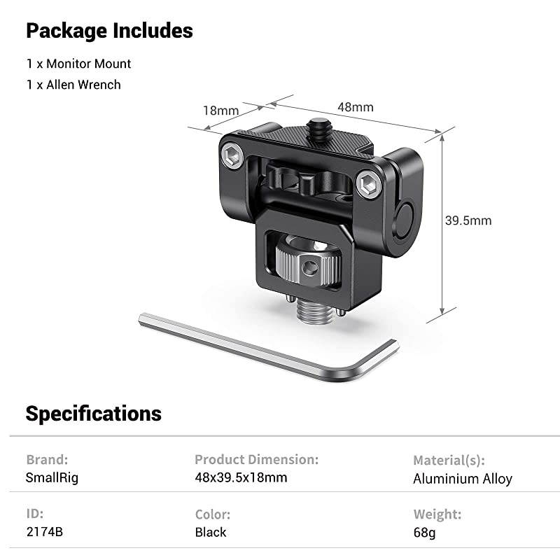 Monitor Mount EVF Holder Support with Locating Pins for ARRI Standard 2174