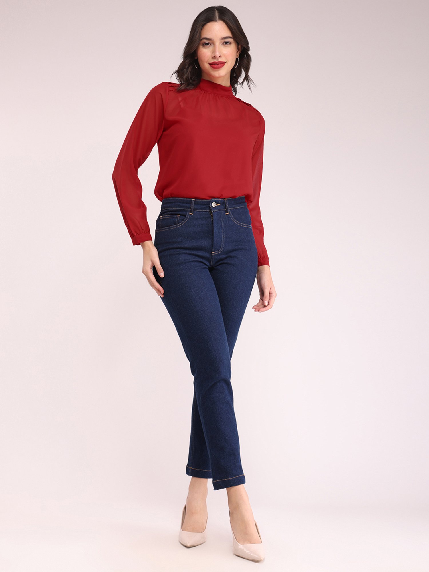 Fablestreet Red Relaxed Fit Top
