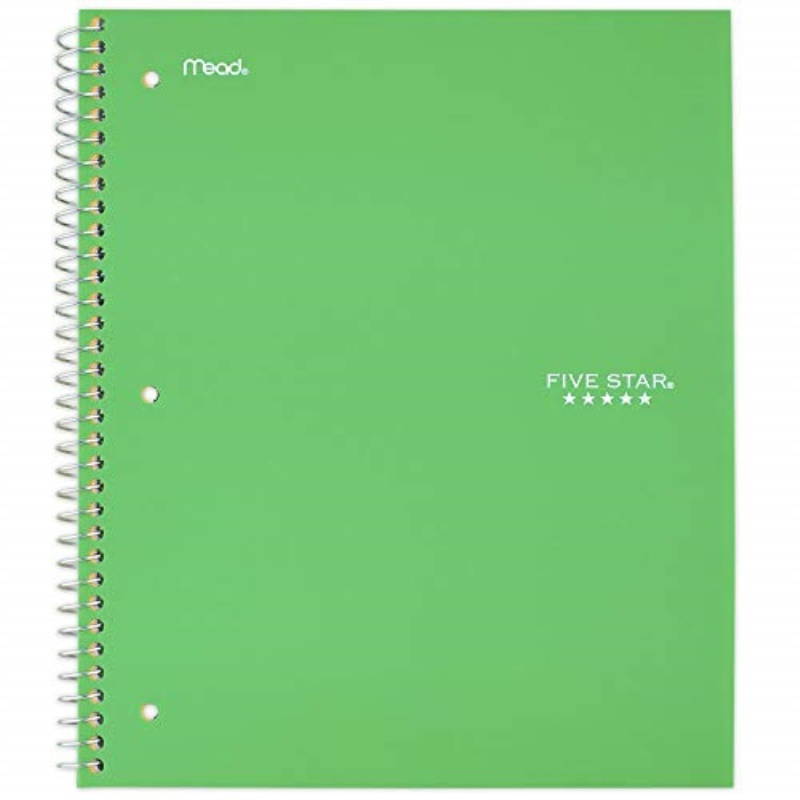 Five Star Wirebound College Ruled Notebook - 5 Subject - Education Organization