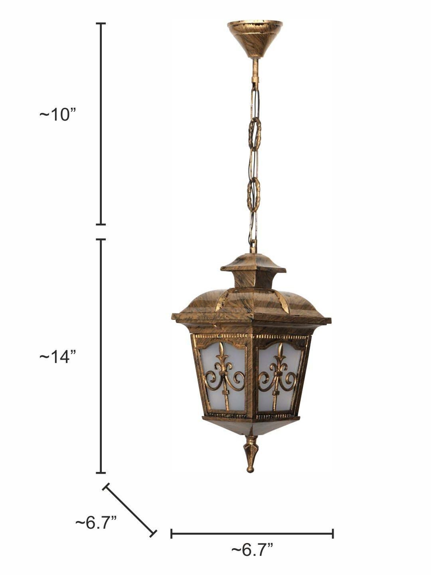 Fos Lighting 'Londonderry' Antique Gold Aluminium Outdoor Hanging Pendant Light - Set of 1
