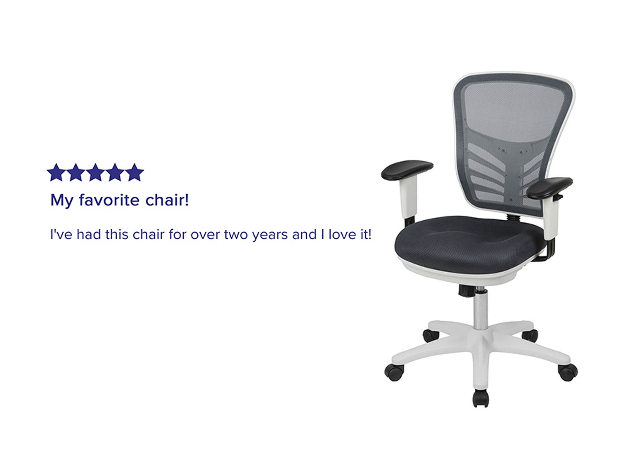 Mid-Back Dark Gray Mesh Multifunction Executive Swivel Ergonomic Office Chair with Adjustable Arms and White Frame