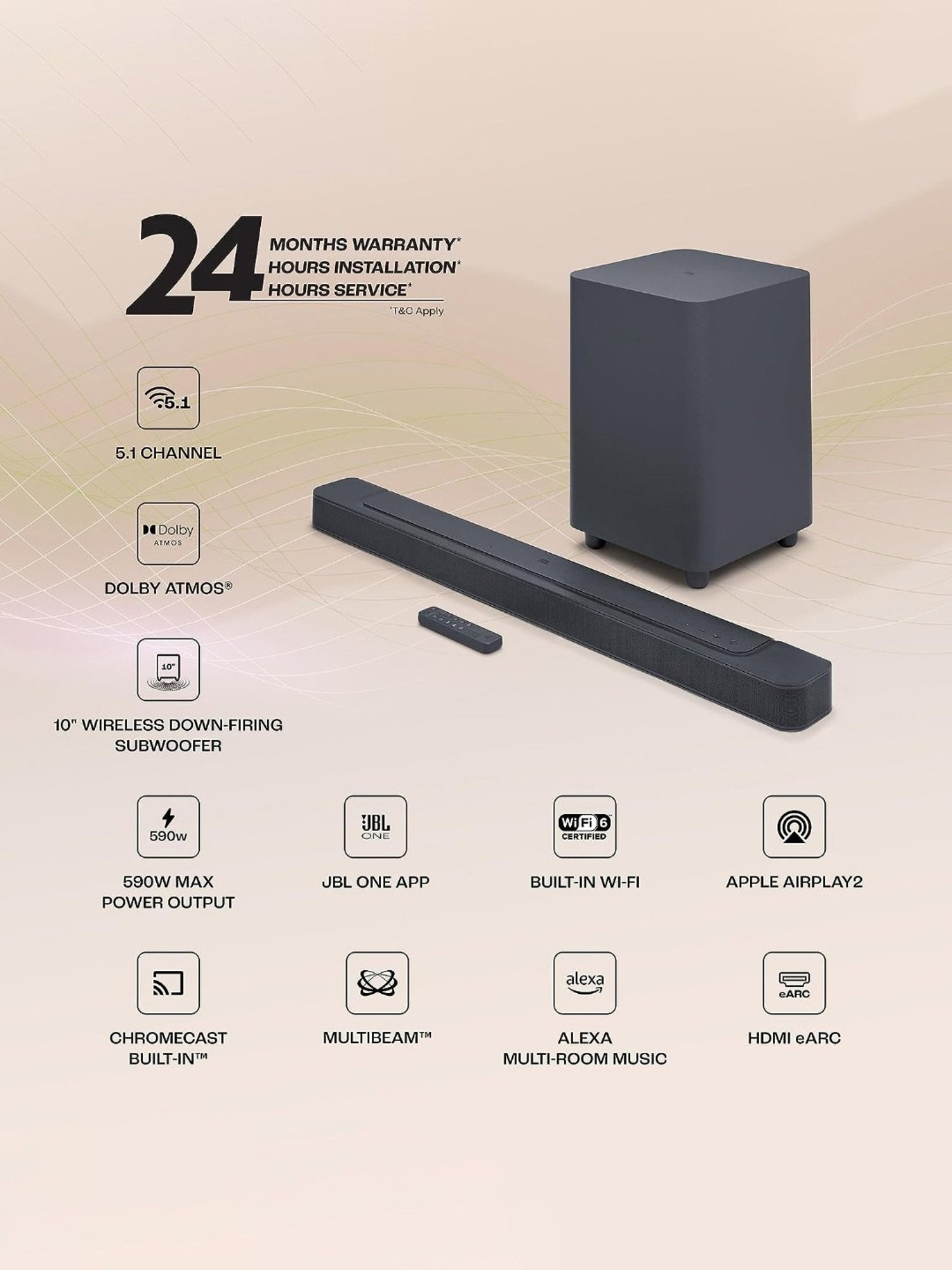 JBL Bar 2.1 Deep Bass Soundbar with Wireless Subwoofer (Black)