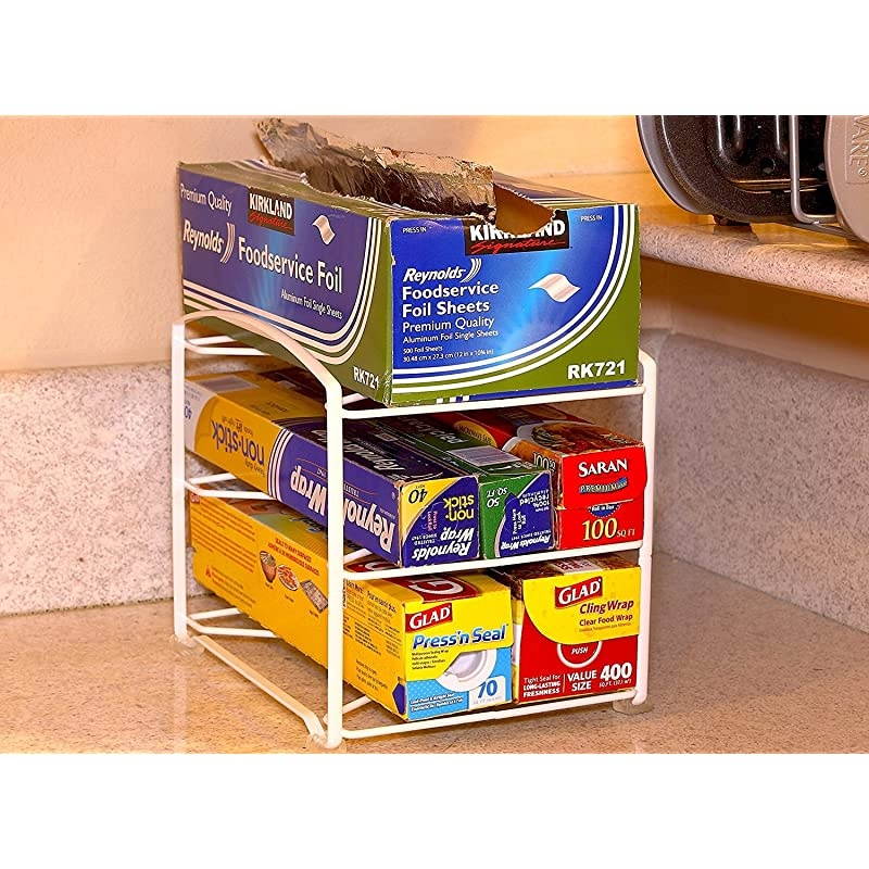 Kitchen Wrap Organizer Rack White