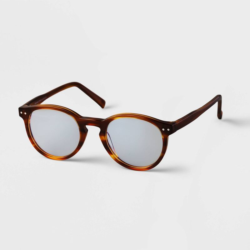Men's Round Blue Light Filtering Acetate Glasses - Goodfellow & Co™ Brown