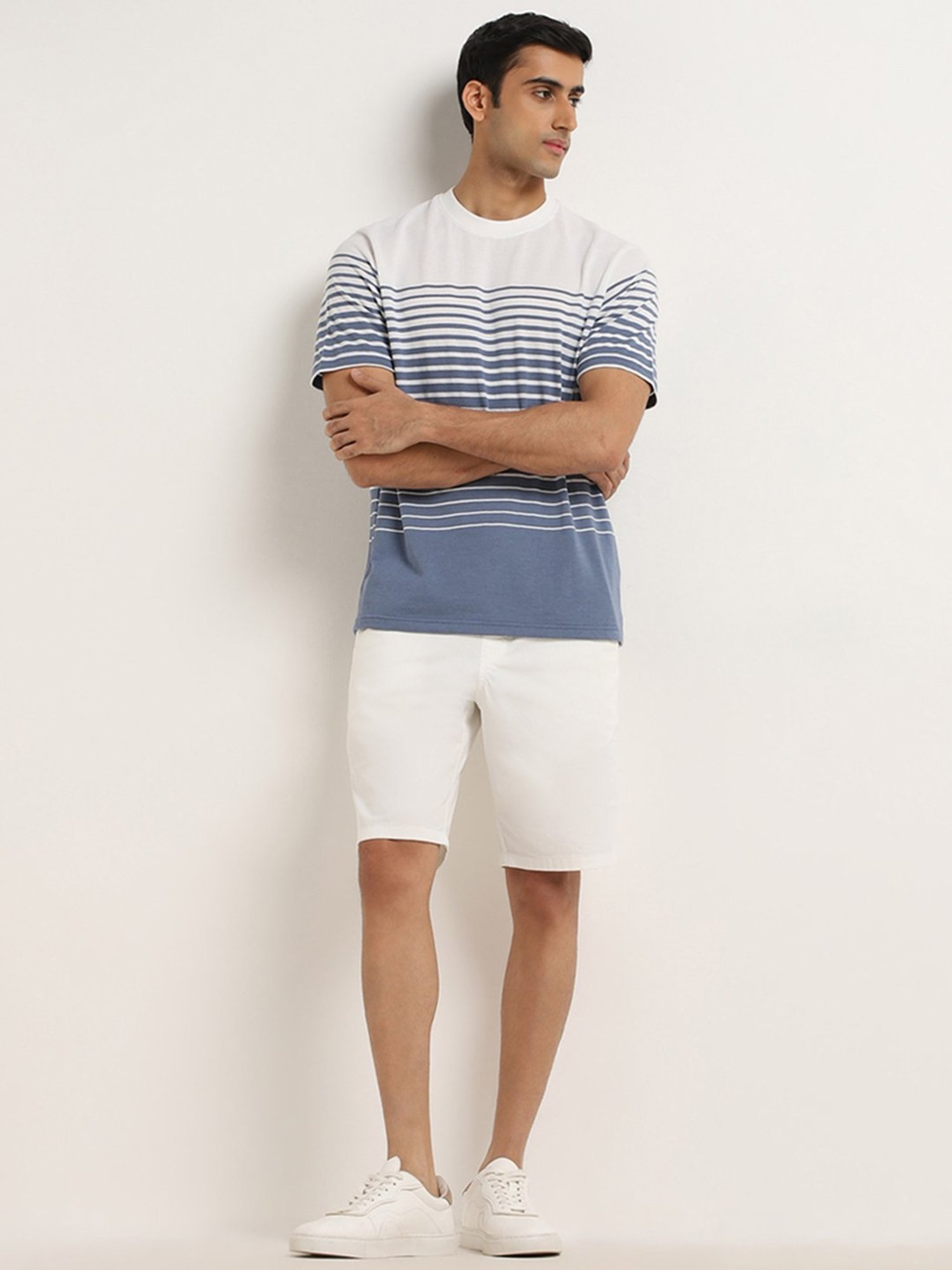 WES Lounge by Westside Blue Stripe Design Relaxed-Fit T-Shirt