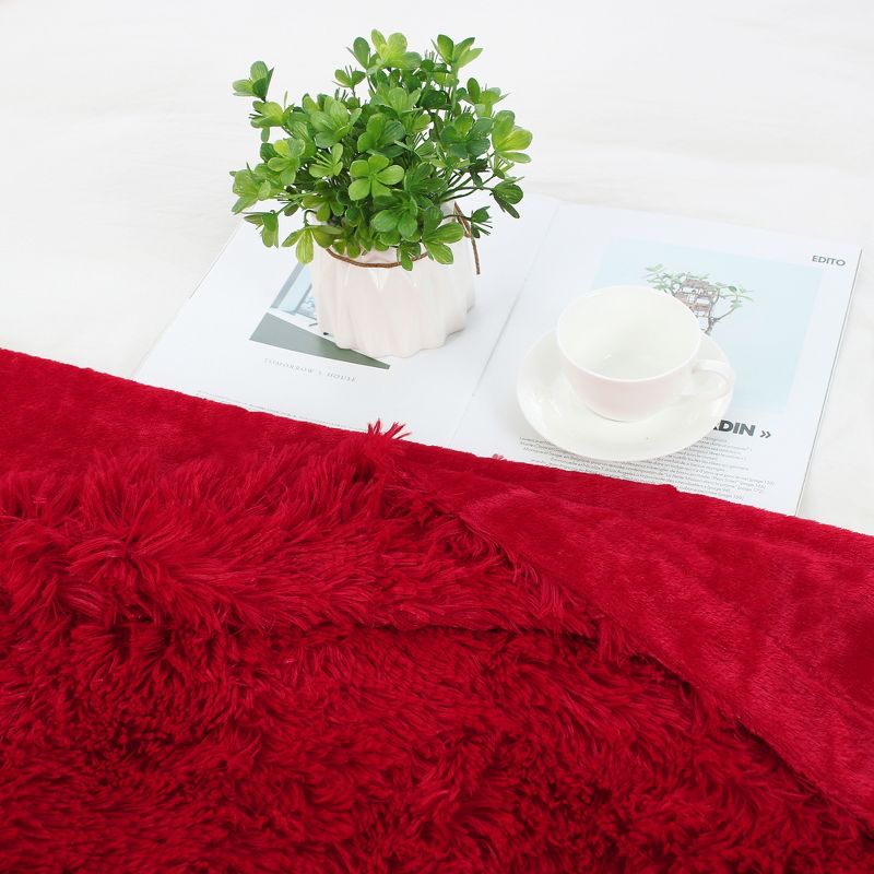 1 Pc Queen Faux Fur Lambswool Reversible Plaid Pattern Bed Blankets Purple  - PiccoCasa