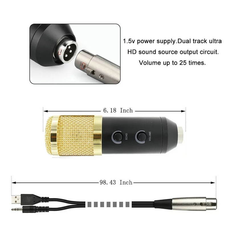 Professional BM 900 USB Condenser Microphone For Computer Studio Karaoke Mic for Video Recording Karaok