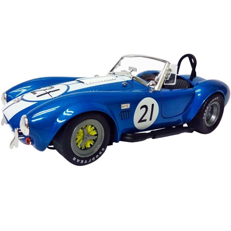 Shelby Cobra 427 S/C #21 Blue Metallic with White Stripes 1/18 Diecast Model Car by Shelby Collectibles