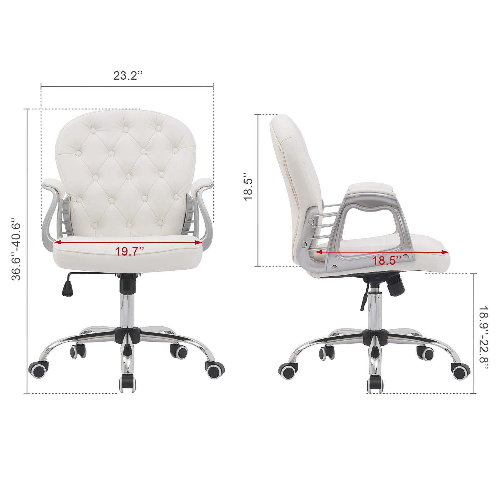 YOUTHUP Office Chair Computer High Back Adjustable Ergonomic Desk Chair Executive PU Leather Swivel Task Chair with Armrests Lumbar Support,White