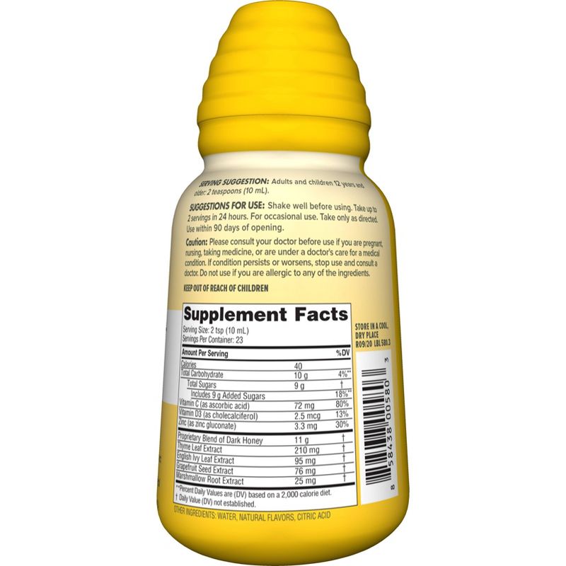 Zarbee's Naturals Cough Syrup + Mucus Reducer - Dark Honey & Lemon - 8 fl oz