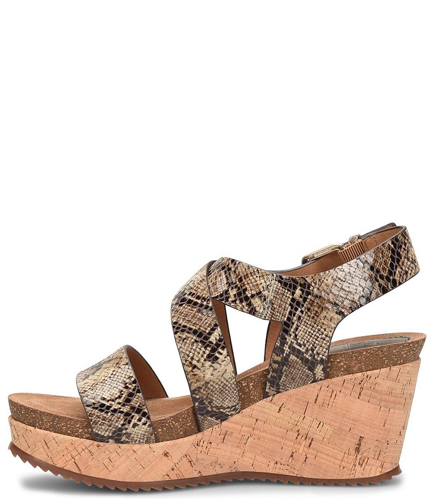 Sofft Haddison Snake Print Cork Wrapped Wedge Sandals