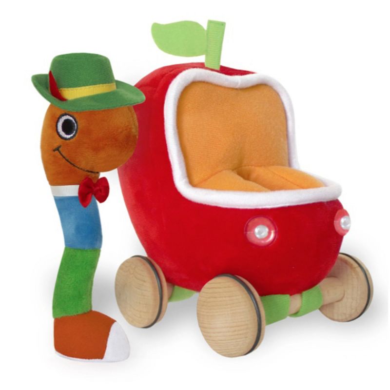 Yottoy Lowly Worm Soft Toy 7.5" with Applecar 6"