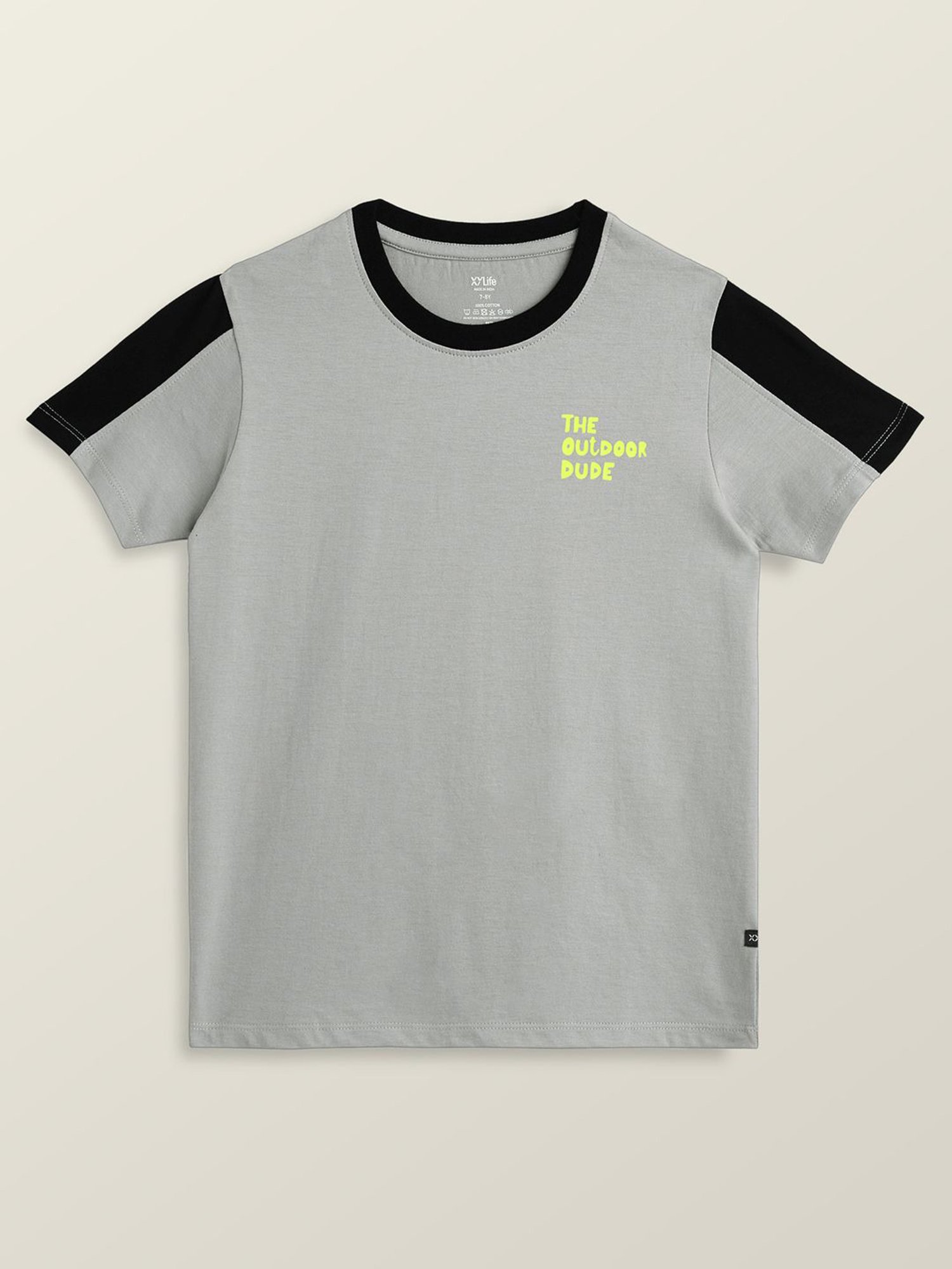 XY Life Kids Black & Grey Cotton Relaxed Fit T-Shirts (Pack of 2)