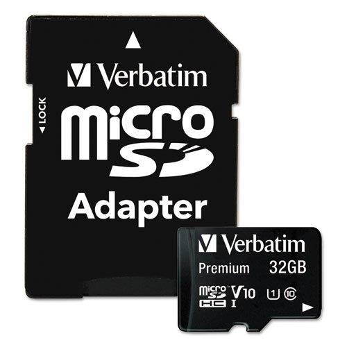 Verbatim 32GB microSDHC Card (Class 10) w Adapter - Class 10 - 1 Card/1 Pack