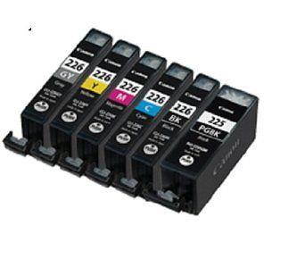 Laser Tek Services&reg; 6 Pack of Canon compatible PGI-225 and CLI-226 inks. (1BK,1k,1C,1M,1Y,1Gy)