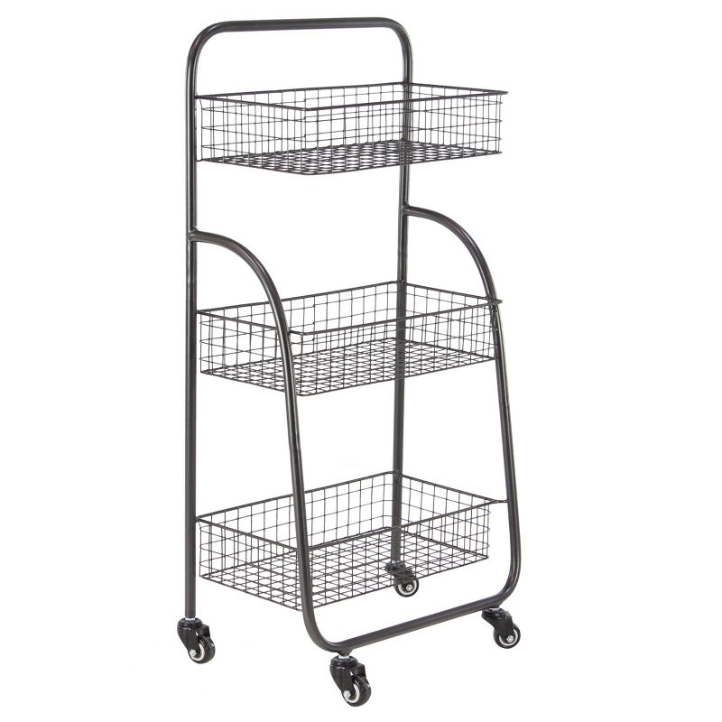 18  x 36 Metal 3 Tier Rolling Cart Black