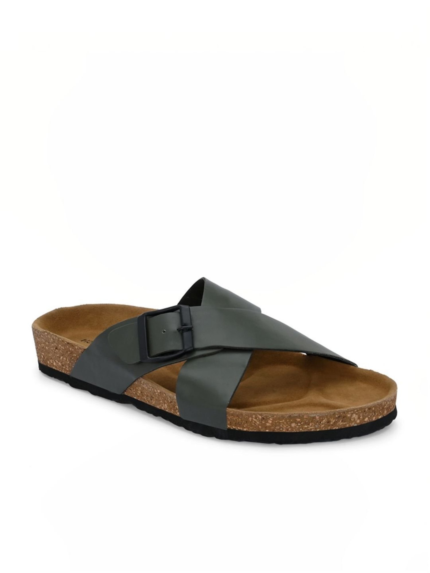 Hoversole Men's Olive Cork Cross Strap Sandals