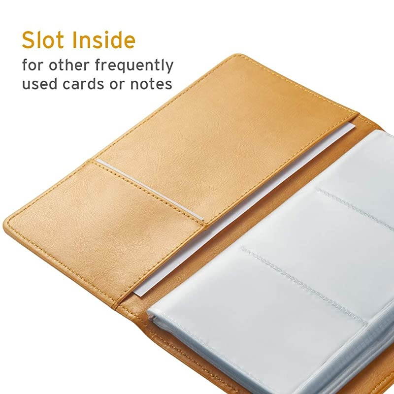 Leather Business Card Book Holder Professional Business Cards Book Organizer PU Name Card Credit Cards Book Holder Booklet Orange