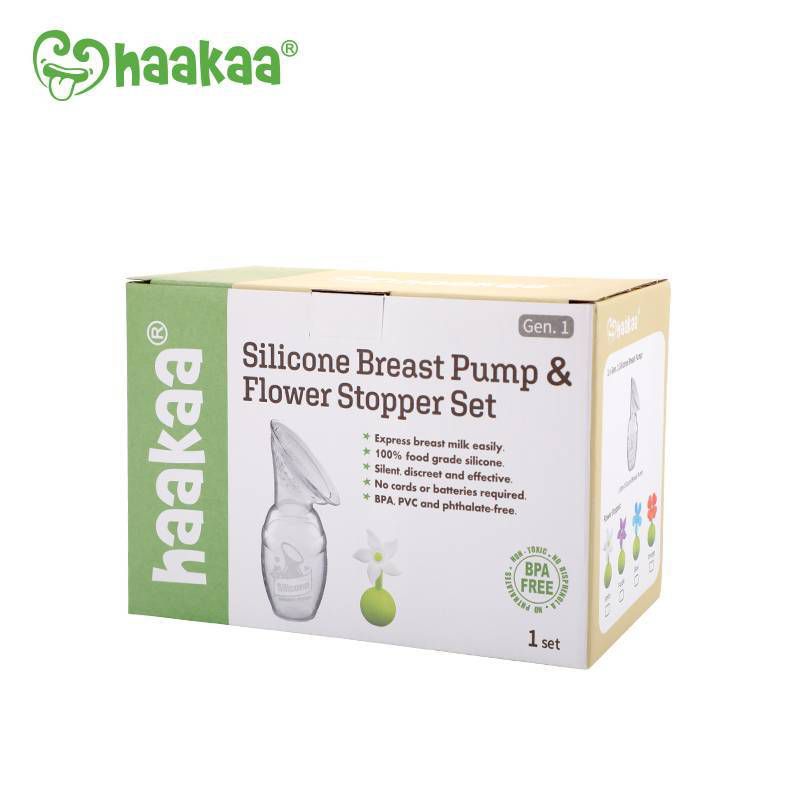 Haakaa Breast Pump without Suction Base and White Flower Stopper - 4oz