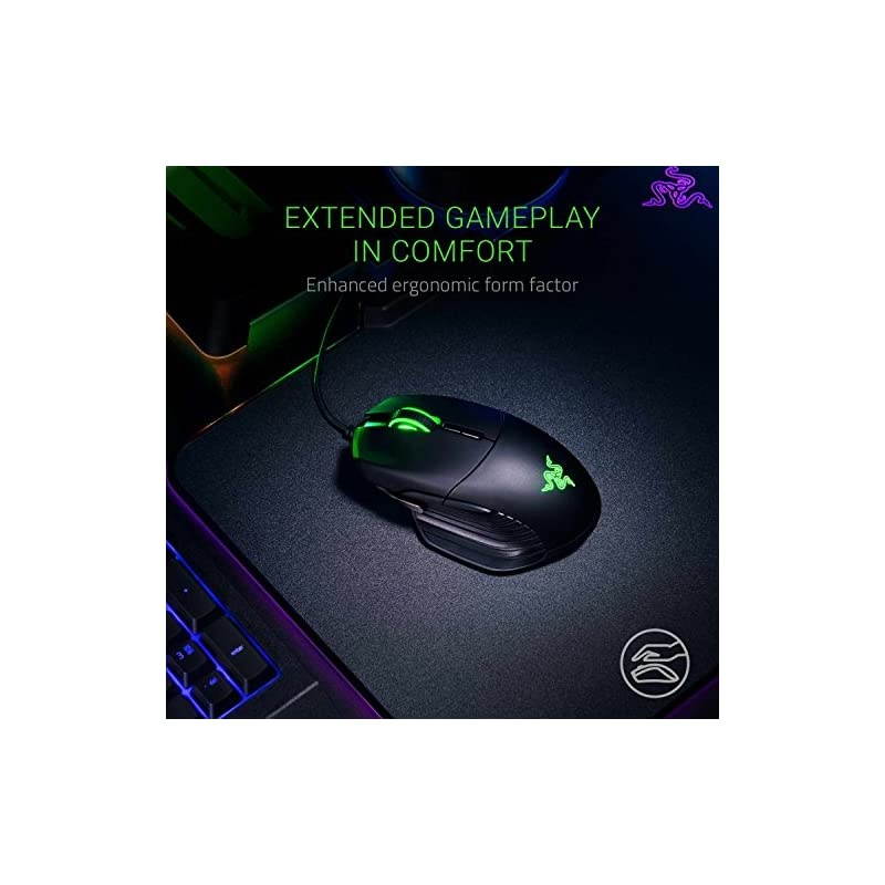 Basilisk Gaming Mouse 16000 DPI Optical Sensor Chroma RGB Lighting 8 Programmable Buttons Mechanical Switches Customizable Scroll Resistance Classic Black