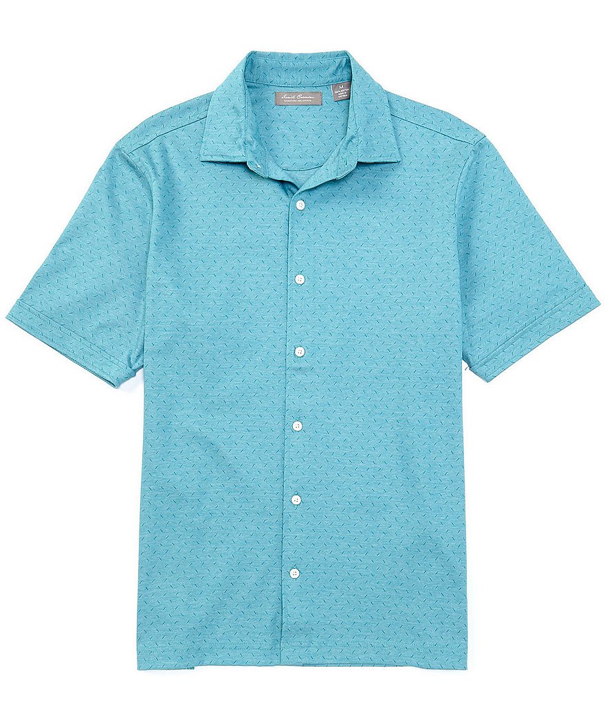 Daniel Cremieux Signature Geo Pattern Short-Sleeve Button-Front Knit Shirt