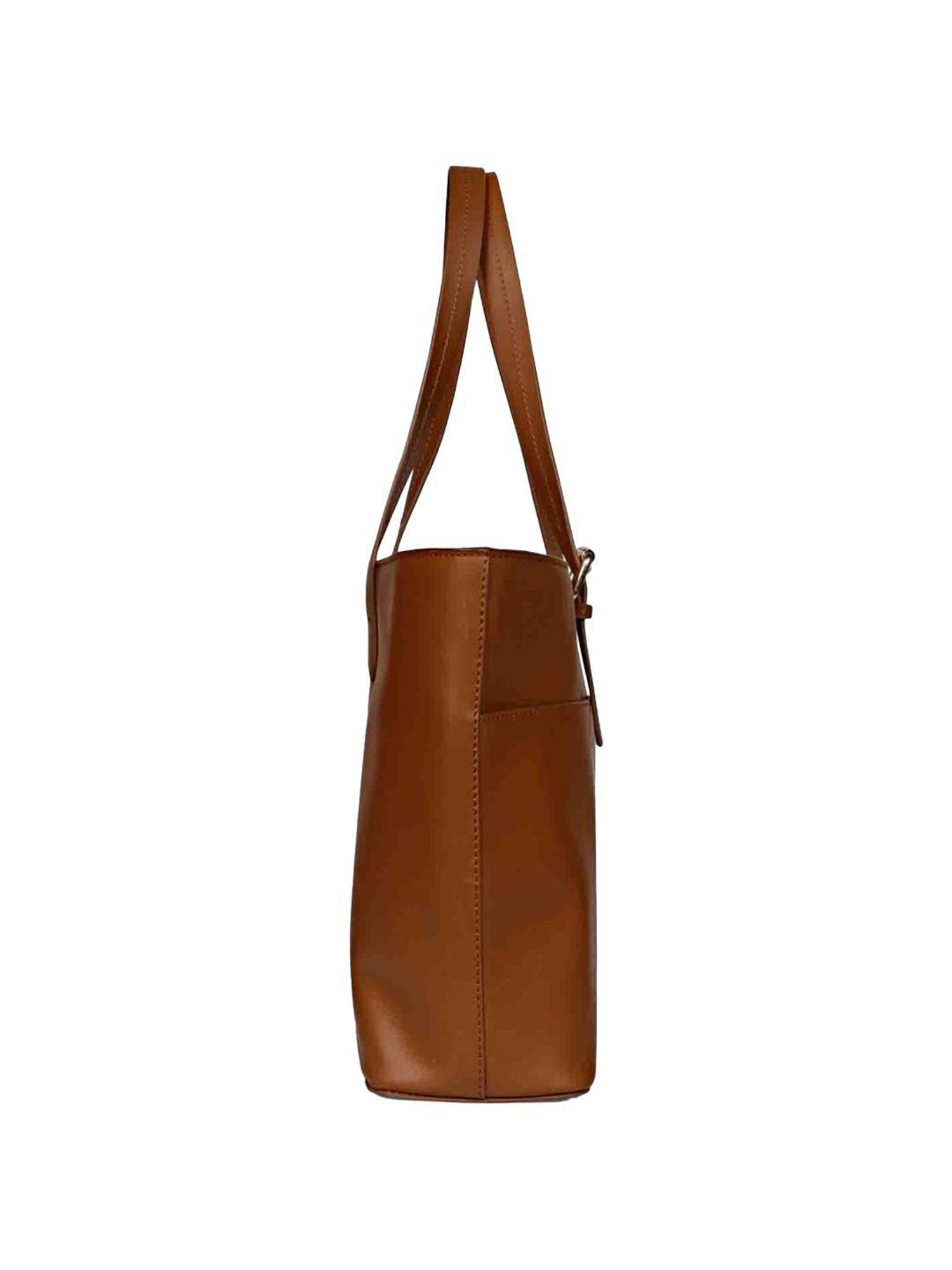 Favore Tan Solid Medium Tote Handbag