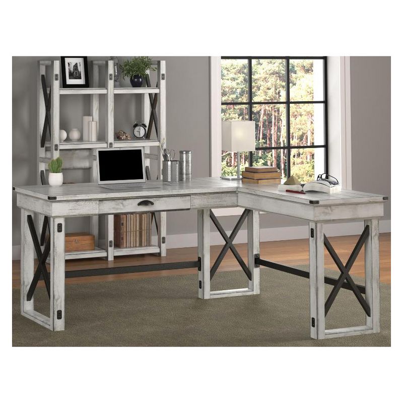 Hathaway L-Shaped Desk with Lift Top Rustic White - Room & Joy