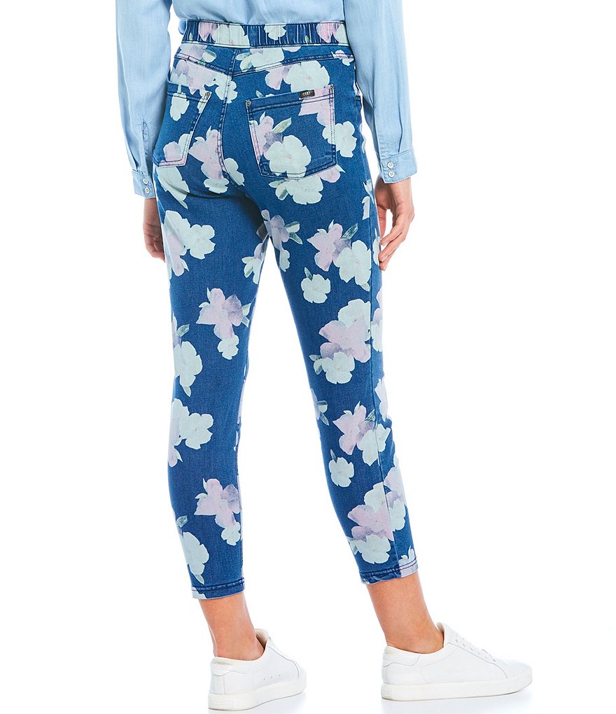 HUE Hibiscus Denim High Rise Skimmer Leggings