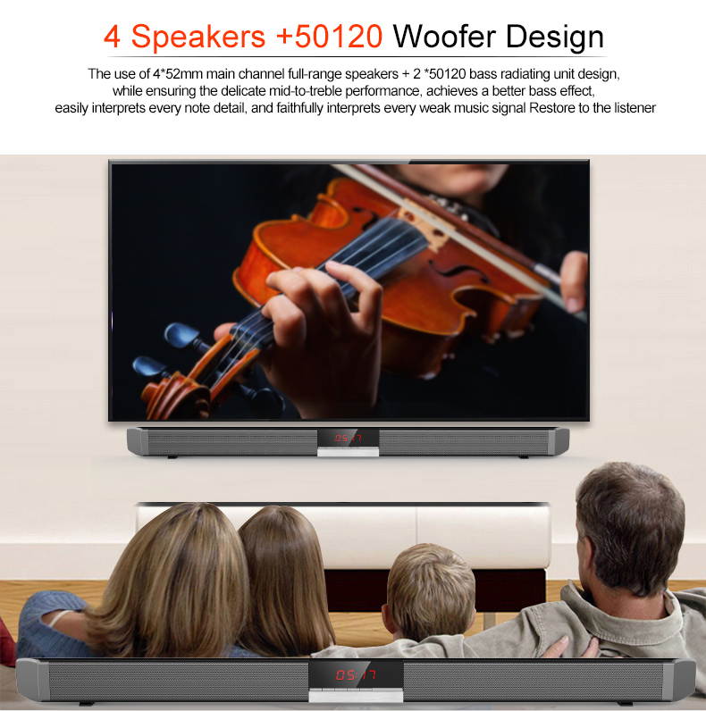 Bluetooth Sound Bar TV Speaker TV Sound Bar Wired and Wireless Bluetooth Home Surround SoundBar for PC Theater TV Speaker Built-in Subwoofers Hifi Stereo Column Surround Soundbar with Remote