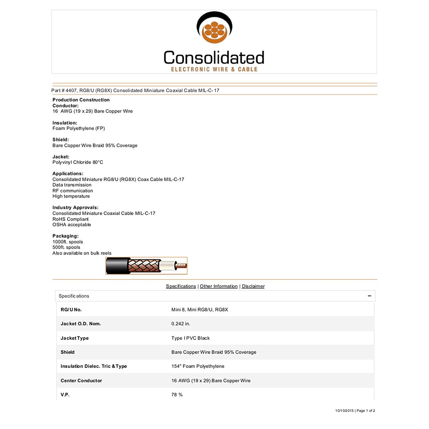 MPD Digital RG8X Marine Iridium VHF AIS Antenna Extension Cable TNC male & female RF Connectors Made in the U.S.A, 18ft