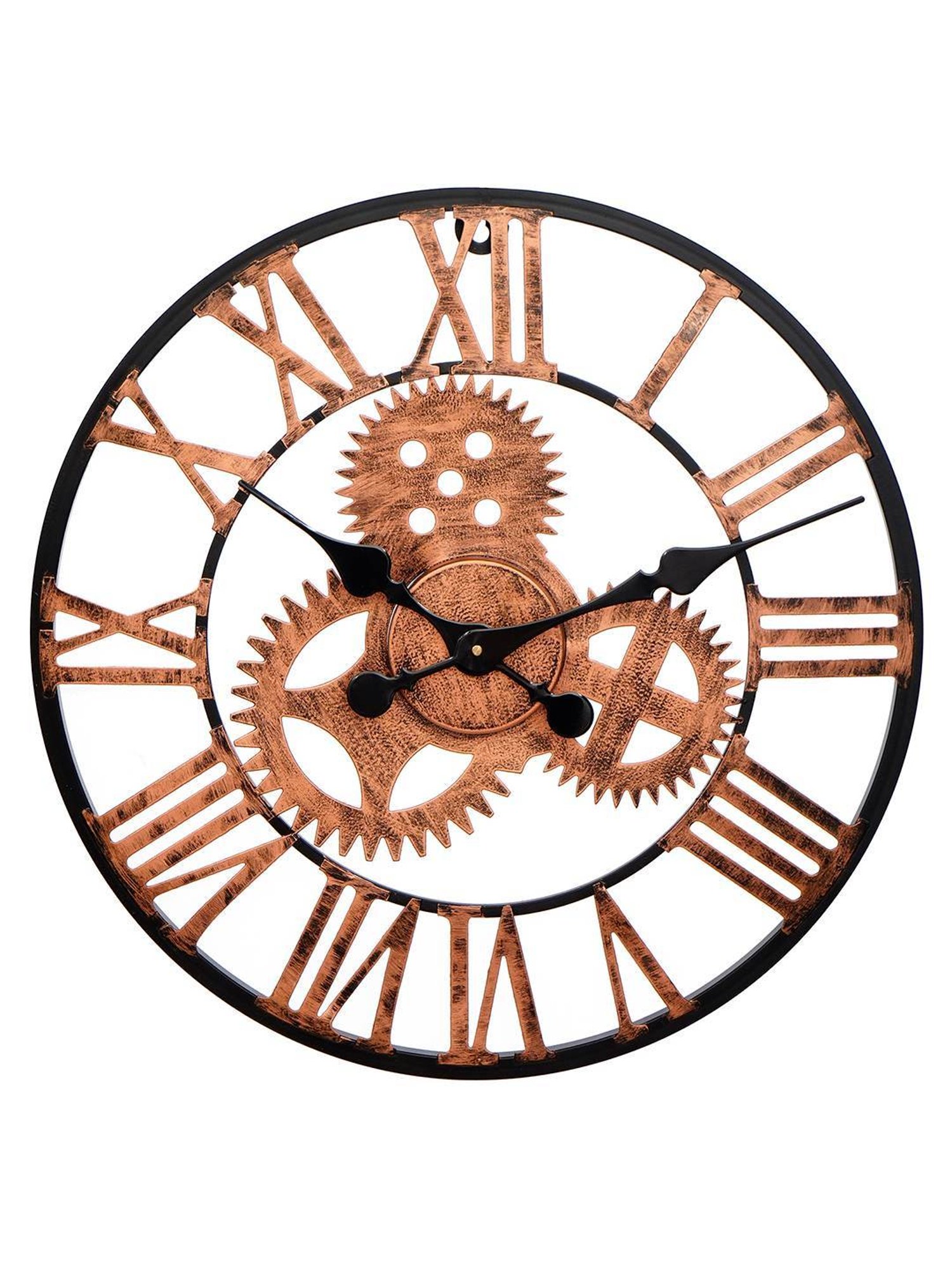 CHRONIKLE Round Black & Copper Rose Gold Iron Wall Clock