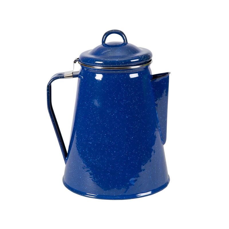 Stansport Enamel Coffee Pot 8 Cup Percolator With Basket Blue