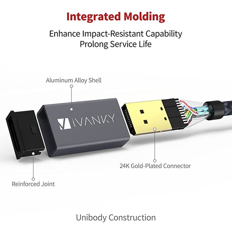 DisplayPort to HDMI Adapter,  Unidirectional DP to HDMI Converter, Nylon Braided 1080P Adapter for Laptop (HP/Lenovo/Dell), Monitor, HDTV, Graphics Card (NVIDIA/AMD) and More - Grey