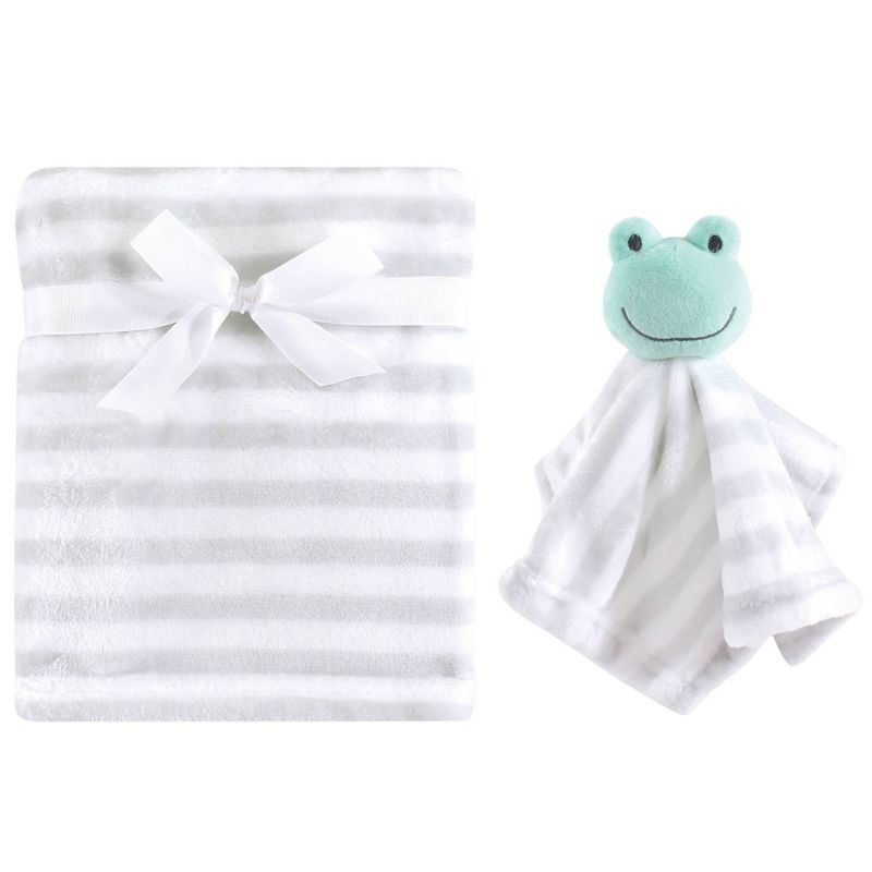 Hudson Baby Unisex Baby Plush Blanket with Security Blanket - Gray One Size