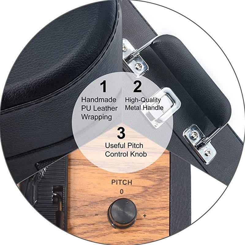 Bluetooth Record Player with Stereo Speakers3 Speed Briefcase Turntable with PlayampEncoding Pitch Control and RCA OutputampAux InputBlack